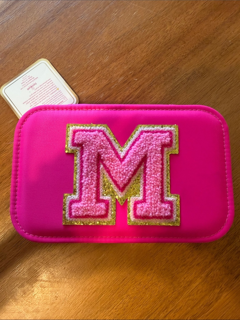 Hot Pink Patch Monogram jewelry case with Sparkle M